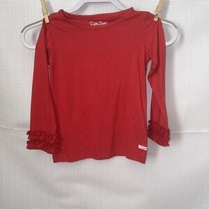 NWT RUFFLE BUTTS Red Ruffle Long Sleeve Layering Tee Girls 7